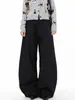 Calça Aguuy de Cintura Alta Wide Leg com Barra Curva para Mulheres, Novo Estilo Primavera e Outono, Fluida e Versátil, Calça Casual Branca Retro Emagrecedora