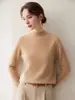 Versátil para el trabajo~Suéter de cachemira de cuello semi-alto para mujer, holgado, engrosado, otoño e invierno, tejido de lana, capa interior, capa base, camisa