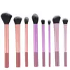Conjunto de Pincéis de Maquiagem Portátil Arco-Íris de Novo Modelo Transfronteiriço com 8 Peças Feito em Henan, Incluindo Pincéis para Pó Solto, Blush e Sombras