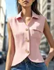 Top de camisa sin mangas con fruncido en la cintura, nuevo de comercio exterior, para mujer, transfronterizo europeo y americano, primavera-verano 2026, sitio independiente de Amazon