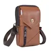 Riñonera Transfronteriza para Hombre de Cuero Genuino Bolso para Teléfono Móvil de Piel de Vaca Mochila Colgante a la Cintura 6.5 Pulgadas 7 Pulgadas Bolsa de Cinturón para Obra