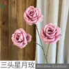 Flor de Rosa Lunar de Tres Cabezas Rama Única Rosa Arcoíris Mar de Flores Rincón de Check-in de Celebridades de Internet Decoración de Paisajismo de Área Escénica Venta al por Mayor