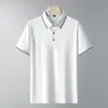 Venda Direta BJFactory Nova Camisa Polo de Seda Gelada de Verão para Homens, Manga Curta, Nylon Elastano, Secagem Rápida, Alta Qualidade, para Homens de Meia-Idade e Idosos