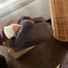 Zapatillas de Lana de Oso Estilo Nuevo para Mujer, Zapatos con Suela Gruesa que Aumentan la Altura, Botas de Nieve Engrosadas de Piel de Vaca y Forradas de Felpa, Suelas Antideslizantes para Exteriores