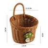 Cesta Tecida Nórdica Cozinha Cesta de Armazenamento de Gengibre e Alho Cesta Vintage de Parede Cesta Pequena Portátil para Flores Cesta Suspensa para Utensílios de Cozinha
