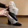 2026 Nuevos Zapatos Pequeños de Cuero con Punta de Moda para Mujer, Retro, Slip-on, de Piel, Zapatos Individuales de Tacón Alto, de Terciopelo Grueso, Cálidos, de Algodón