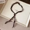 Lenço de Seda com Tecido Bordado Estilo Étnico Retrô Colar Acessível Luxo Corrente de Clavícula de Alta Qualidade Moda Elegante Colar Joia para Mulheres