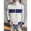 Moletom casual com zíper e gola alta, color block de três listras, estilo coreano, para homens, nova moda outono, jaqueta cardigã versátil