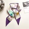 Bufanda Larga de Seda Morada Estilo K, Versátil y a la Moda Bufanda Decorativa de Doble Cara, Cinta y Lazo para el Cabello de Alta Gama