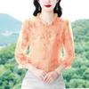 Camisa Corta de Lujo Ligero Estilo Extranjero para Mujer con Manga Siete Puntos Nuevo Estilo 2025 Estilo Nacional Ligero Nicho con Volantes Delgada Hermosa Top a la Moda