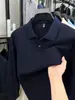 Camisa polo hexagonal de piqué de algodón 100% mercerizado de manga larga para hombre, camiseta básica de otoño e invierno, camiseta de cuello con botones de algodón puro