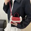 Bolsa de Mão com Renda de Laço Feminina 2025 Nova de Verão Fofa Bolsa Transversal Vermelha Mini Bolsa Exquisita