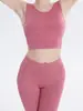 Conjunto de Ropa de Yoga para Mujer Estilo Europeo y Americano con Sensación de Segunda Piel, Ropa Deportiva para Fitness, Pantalones de Yoga de Melocotón, Sin Costuras Incómodas