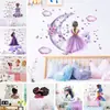 Pegatinas Inspiradoras para Niña de Vestido Largo Más Vendido Transfronterizo Mariposa Flor Habitación Infantil Habitación de Princesa Pegatinas Decorativas de Pared con Energía Positiva