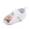 Sapatos de Princesa para Bebê de 0-1 Ano Primavera e Outono Sapatos de Bebê com Flor de Lã na Cabeça Faixa de Cabelo Solado Macio Antiderrapante Sapatos para Crianças Pequenas Total 2332