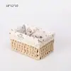 Cesta de Armazenamento, Cesta de Armazenamento de Rattan, Caixa de Armazenamento Tecida de Palha, Cesta de Armazenamento, Estrutura de Armazenamento, Organizador de Armazenamento, Tipo Retangular Dobrável