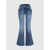 Transfronterizos, jeans acampanados para mujer, elásticos, con dobladillo deshilachado, de cintura alta, adelgazantes y con cierre de doble fila de botones