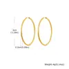 Pendientes grandes lisos geométricos de acero inoxidable estilo europeo y americano chapados en oro de 18 quilates pendientes simples para mujer multiespecificación 2 mm, 4 mm