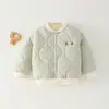 Chaqueta Corta Ligera de Algodón para Niños y Niñas con Forro de Felpa, Abrigo Acolchado de Algodón Bordado de Color Sólido para Invierno para Bebés y Niños