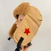 Conjunto de Tres Piezas Oso con Gorro de Felpa para Mujer, Gorro de Invierno a Prueba de Viento para Ciclismo, Bufanda Dulce y Versátil, Guantes, Gorro para Viento y Nieve