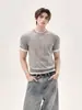 Camiseta de Punto de Manga Corta de Color Sólido de Dos Piezas para Hombre con Diseño de Cuello de Alta Gama, Corte Ajustado, Cleanfit, Adecuada para Viajar al Trabajo en Verano