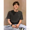 Camiseta Juvenil 100% Algodão Puro para Homens, Verão Estilo Coreano Ins Tendência Casual Solta Versátil Estampada Manga Curta Masculina