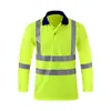 Camisa Polo de manga larga reflectante de talla europea transfronteriza para saneamiento, construcción de carreteras y construcción, ropa de trabajo transpirable, ropa de trabajo hecha a medida