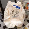 Nueva Sudadera con Capucha Rosa Hello Kitty Estilosa Creativa Estilo Americano para Mujer en Otoño e Invierno Versátil Holgada Tie-Dye