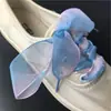 Cadarços Coloridos para Tênis e Botas de Lona Transparente Organza Gaze de Neve com Blocos de Cor Gradiente de 2,5 cm de Largura