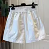 Shorts Casuales de Pierna Ancha de Color Sólido Simple Estilo Europeo para Mujer Verano Cintura Alta Holgados Tallas Grandes Versátiles Deportivos de Playa Pantalones Cortos