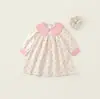 Elegante Vestido Infantil con Cuello Volante 2026 Otoño Estilo Francés Ropa Infantil Estampado de Mariposas Manga Larga Vestido para Niñas
