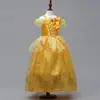 Vestido Nuevo para Niñas Frozen Estampado de Dibujos Animados Vestido Niñas Vestido de Princesa de Malla Capa Larga Disfraz para Niños