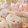 Funda Nórdica Gruesa de Invierno A Gasa Crema B Terciopelo de Frijol Pieza Única 2026 Nuevo Estilo Funda Nórdica de Franela Sábana Individual Doble Funda de Almohada