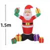 Bolsa de Regalo Inflable de Papá Noel de Doble Mango de 1.5m Nueva Decoración Exterior Adorno para Fiesta Navideña