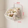 Prateleira de Armazenamento para Cozinha Doméstica Prateleira de Armazenamento para Cebola, Gengibre e Alho Cesta de Armazenamento Multifuncional para Temperos Montada na Parede Cesta de Colocação