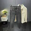 Jeans para Hombre 2025 Nueva Moda Primavera y Otoño Marca Skinny Ajustados Nueve Puntos Plankton Atractivo Casual de Gama Alta Pantalones Largos