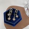 Aretes Japoneses y Coreanos de Aguja de Plata S925 Estrella de Seis Puntas Simples Pequeños de Diamante Completo Elegantes Versátiles Nicho para Mujer B384