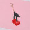 Creativo Lindo Llavero de Cuero de Cereza Cuero PU Llavero para Bolso Colgante para Auriculares de Teléfono Móvil Pequeño Regalo