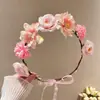 Tiara de Coroa de Flores de Fita para Crianças, Faixa de Cabelo Estilo Floresta, Menina 2026 Nova Tiara de Flor de Princesa, Acessório de Cabelo de Fita para Adultos