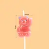 Estilo Ins Desenho Animado Decoração de Bolo de Aniversário Vela Flor Chapéu de Festa Urso Rosto Sorridente Coração Velas de Aniversário para Crianças