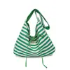 Nova bolsa de lona simples e moderna estilo coreano para o dia a dia, bolsa de ombro tote casual versátil de grande capacidade, bolsa de lona listrada