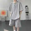 Nuevo Conjunto Casual de Verano 2026 para Hombre Camiseta Deportiva de Manga Corta de Secado Rápido y Shorts Ajuste Holgado Tallas Grandes Conjunto de Dos Piezas