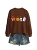 Amazon eBay Estación Independiente Moda Casual Divertida Sudadera con Capucha de Cuello Redondo para Mujer Hoja de Arce Calabaza Fantasma Café Estrella Redonda