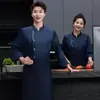 Borde Gris Letra Ropa de Trabajo de Chef Manga Larga Cocina Trasera de Hotel Ropa de Trabajo Ropa de Chef para Catering Chef de Cocina para Mujer Otoño e Invierno