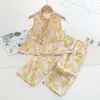 Traje de Algodón y Seda para Niñas Hanfu Qingdao Algodón Artificial Disfraz Tradicional Chino para Niños Bebé Niña Verano Dos Piezas Traje Tang
