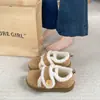 Sapatos femininos estilo Birkenstock com forro de fleece, novos sapatos femininos de inverno 2026, com sola grossa, antiderrapantes, quentes, botas de neve espessadas, sapatos peludos