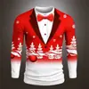 Camiseta Navideña Casual de Manga Larga con Cuello Redondo para Hombre de Amazon Transfronterizo