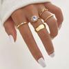 Comercio exterior oro luz lujo luz placa flor anillo 5 piezas de anillo liso anillo diamante hueco anillo de dedo mujeres al por mayor