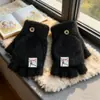 Ciclismo de Invierno Transfronterizo A Prueba de Frío y Cálido con Parte Superior Plegable de Felpa Estilo Japonés para Estudiantes Femeninas Guantes de Algodón sin Dedos Halloween Luminosos Invierno