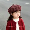 Boina vintage a cuadros para niñas, sombrero de pintor artístico para primavera y otoño, hace que la cara se vea más pequeña, boina para bebé niño